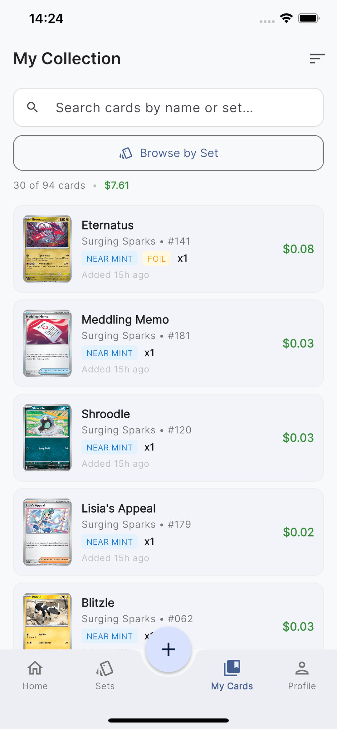 MyBinder card collection